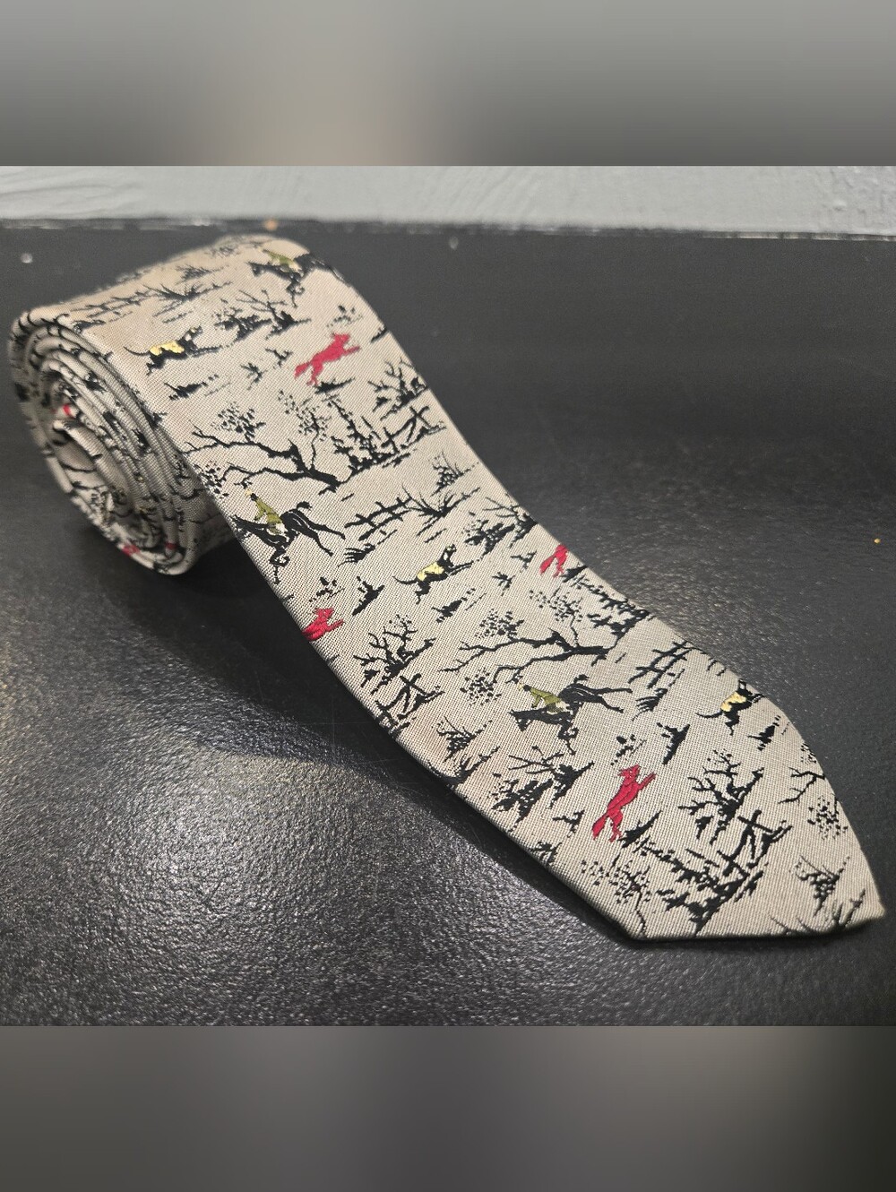 Vintage Fox Hunting Tie - Swiss Silk - The London Shop